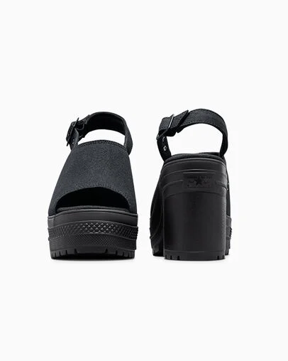 Chuck 70 De Luxe Heel Sandal Platform Black/White/Black, Heel View