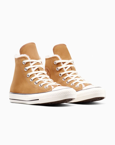 Chuck Taylor All Star Cozy Suede Gingersnap/Egret/Egret, Top and Side View