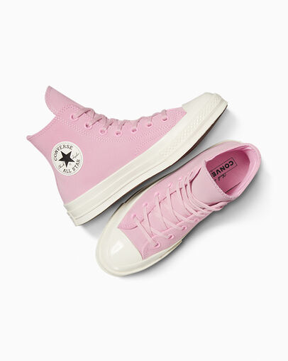 Chuck 70 Colorful Suede Tongue Tied/Egret/Lotus Pink, Angled View