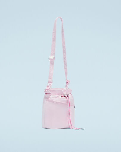 D&eacute;couvrez le mini sac seau bandouli&egrave;re Mousse rose, 3/4 View