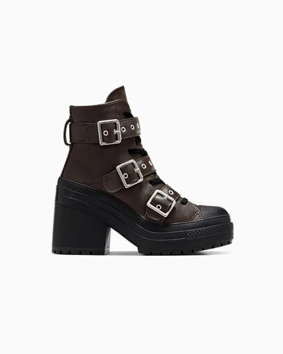 Chuck 70 De Luxe Heel Platform Leather & Buckles Bebida fresca/Negro/Plata, Outer Side View