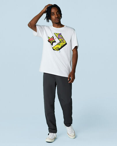 Star Chevron Lizard Graphic T-shirt Wit, Full Body View