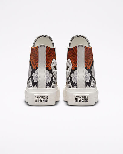 Chuck Taylor All Star Platform Authentic Glam Blanc vintage/Noir/Orange, Heel View