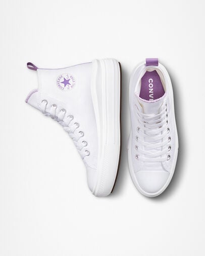 Chuck Taylor All Star Move Platform Blanc/Violet pixel/Blanc, Top and Side View