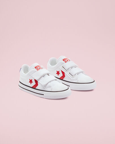 Star Player Easy-On Varsity Canvas White/University Red/Blue, Angled View