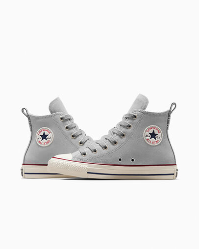 Chuck Taylor All Star Suede Zone grise/&Eacute;cru/Bleu marine minuit, Detail Angle View
