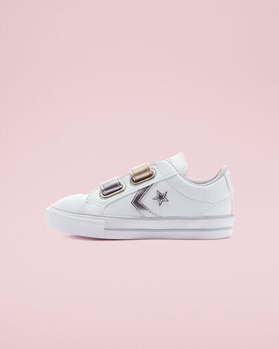 Metallic Leather Easy-On Star Player Blanc/Gravier/M&eacute;tallique, Inner Side View