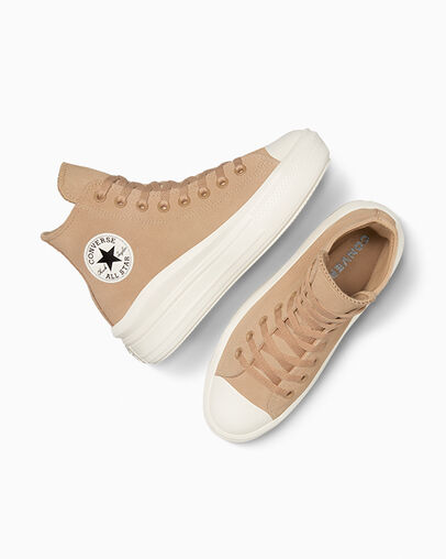 Chuck Taylor All Star Move Platform Colorful Suede Coffee Rum/Egret/Black, Angled View