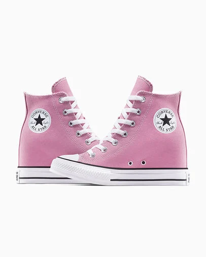 Chuck Taylor All Star Wedge Platform Cliffside Rose/White/Black, Detail Angle View