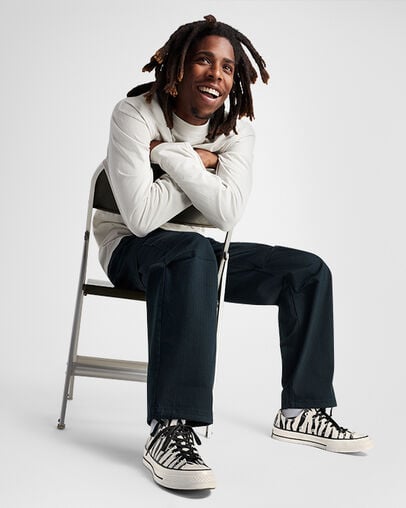 Chuck 70 Glow-In-The-Dark Zebra Print Light Dune/Black/Egret, On Foot Shot 2