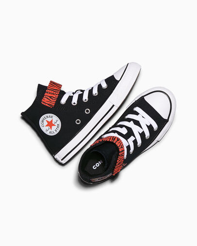 Chuck Taylor All Star Tigers Easy On Black/Gold Palm/White, Angled View