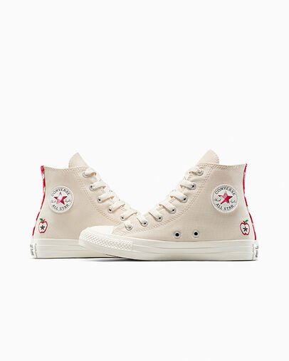 Chuck Taylor All Star Checkered Accents Light Dune/Egret/Red, Detail Angle View