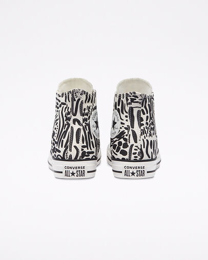 Chuck Taylor All Star Animal Print Egret/Black/Egret, Heel View