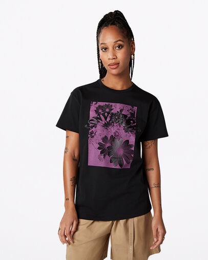 Flower Photo Relaxed T-Shirt Converse Black, Front View