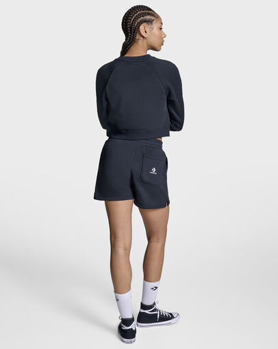 Star Chevron Cropped Crew Neck Black, Detail View