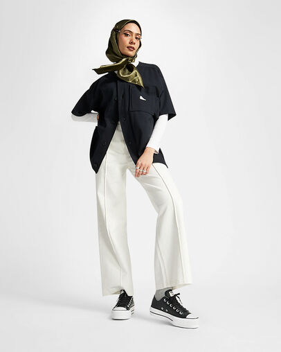 Chuck Taylor All Star Platform Clean Leather Nero/Nero/Bianco, On Foot Shot 1