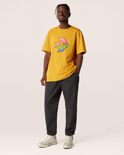 Tee-shirt &agrave; manches courtes Star Chevron Sunset Jaune d'or, Full Body View