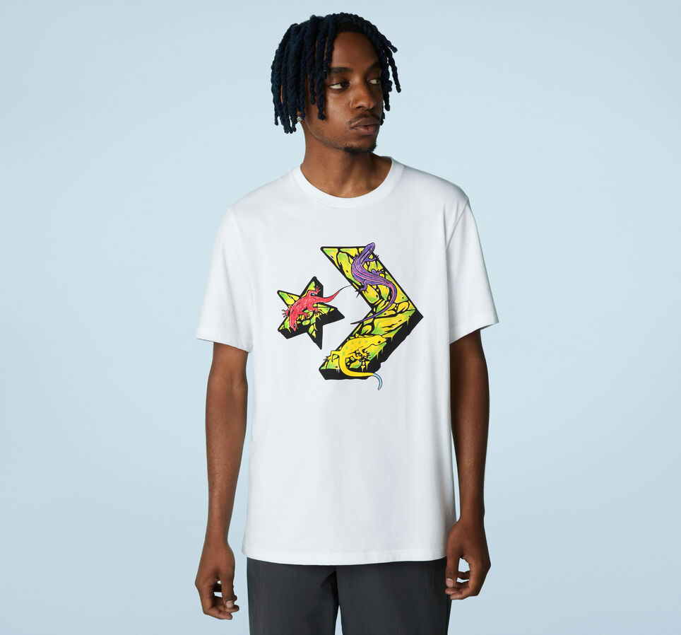 Star Chevron Lizard Graphic T-shirt Wit