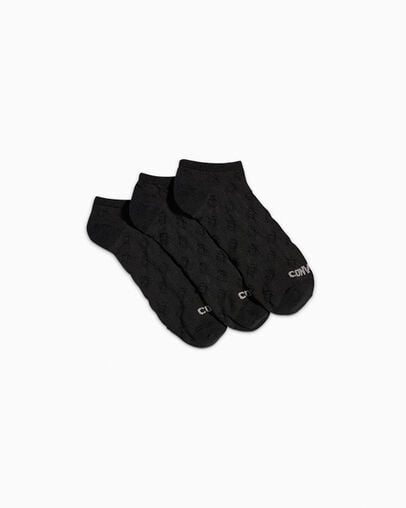 3-Pack Textured No-Show Socks Zwart, Front View