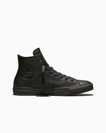Chuck Taylor All Star Leather Black/Black/Dark Matter, Outer Side View