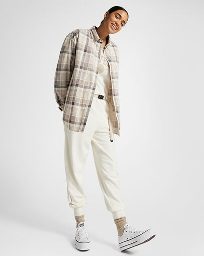 Wordmark Fleece Pants Converse Egret, Back View