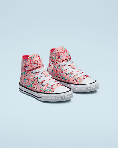 Chuck Taylor All Star Easy-On Bright Hummingbirds Coral decolorado/Mermelada de fresa, Angled View