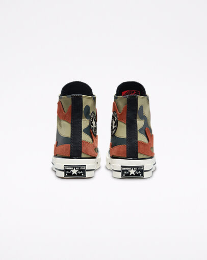 Chuck 70 Hybrid Camo Field Surplus/Black/Egret, Heel View