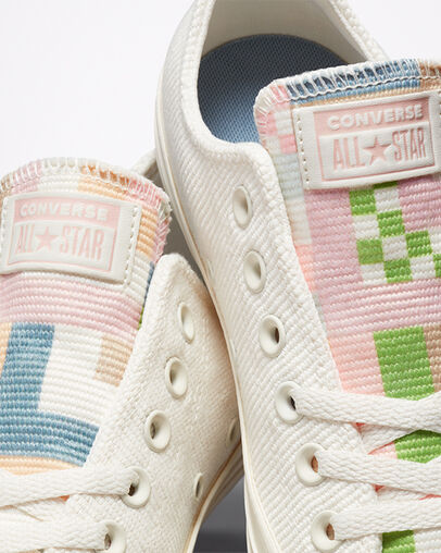 Chuck Taylor All Star Crafted Abstract Stripes Egret/Indigo Oxide/Pink Clay, Detail Angle View