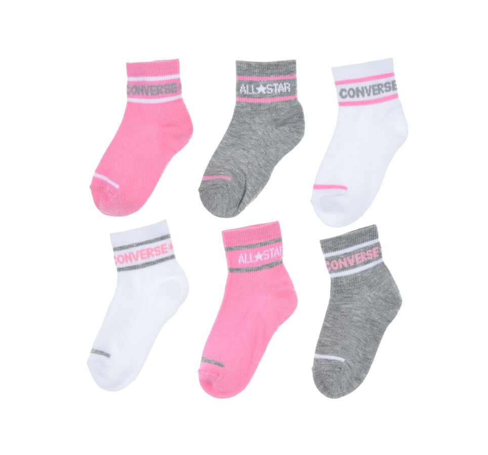 6-Pack Striped Logo Quarter Socks Converse Pink