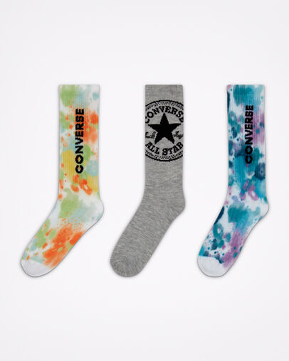 3er-Pack Socken mit Rundhalsausschnitt und Tie-Dye-Design Lime Rave, Front View