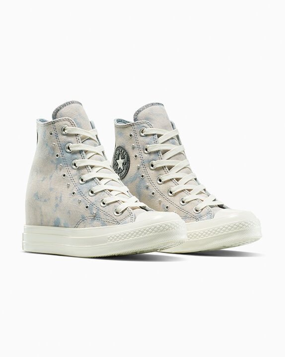 Chuck 70 Wedge Platform Washed Denim Wet Stone/Wet Stone/Egret