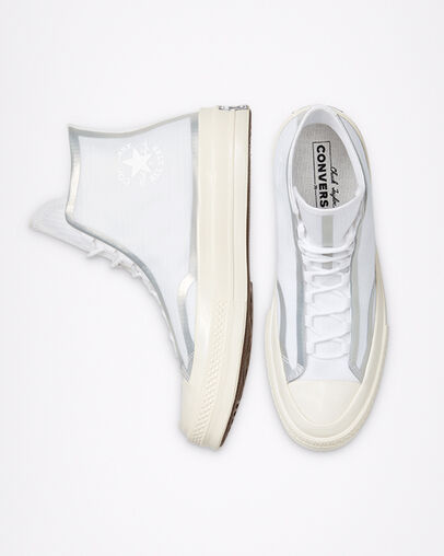 Chuck 70 Metallic Seam White/Egret/Black, Top and Side View