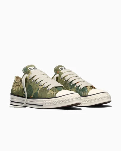 Chuck Taylor Throwback Archive Leaf Camo Blonde Espresso/Olive Android, Top and Side View