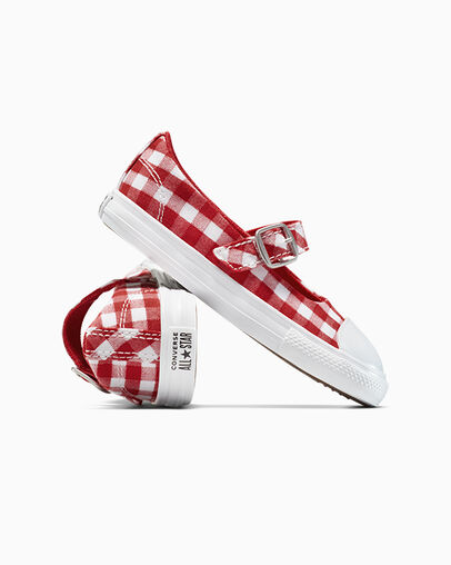 Chuck Taylor All Star Dainty Mary Jane Easy-On Checkered Red/Vintage White/White, Detail Angle View