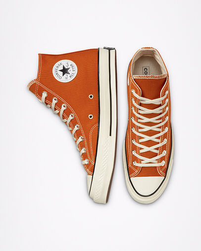Chuck 70 Converse Color Vintage Canvas Fosse de feu/Écru/Noir, Top and Side View