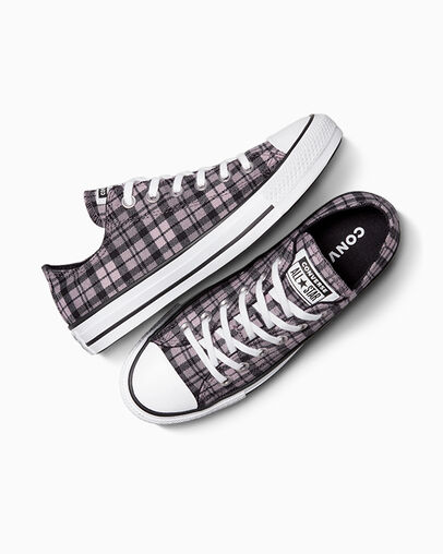 Chuck Taylor All Star Plaid Black/Altitude Lilac/White, Angled View