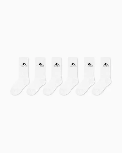 6-Pack Star Chevron Crew Socks White, Front View