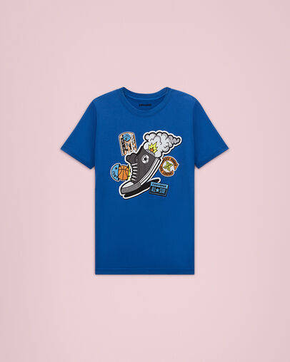 T-shirt Jump Ball Badges Bleu &eacute;lectrique, Front View