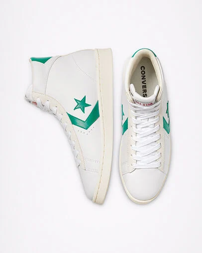 Pro Leather White/Court Green/Egret, Top and Side View