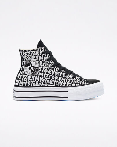 Chuck Taylor All Star Lift Platform My Story Black/Egret/Digital Blue, Outer Side View