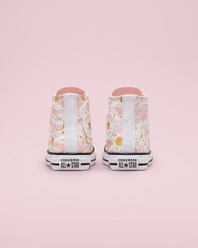 Chuck Taylor All Star Constellations White/Storm Pink/Gold, Heel View