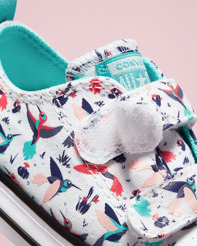 Chuck Taylor All Star Easy-On Bright Hummingbirds Blanco/Agua clara, Detail Angle View