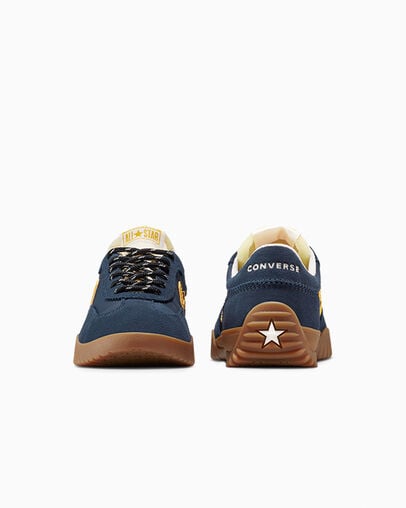 Run Star Trainer Suede Obsidian/Gum Honey/Sunny Angle, Heel View