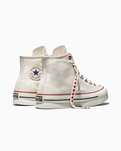 Chuck Taylor All Star Lift Platform Valentine&rsquo;s Day Vintage White/Vintage White/Days Ahead Red, Heel View