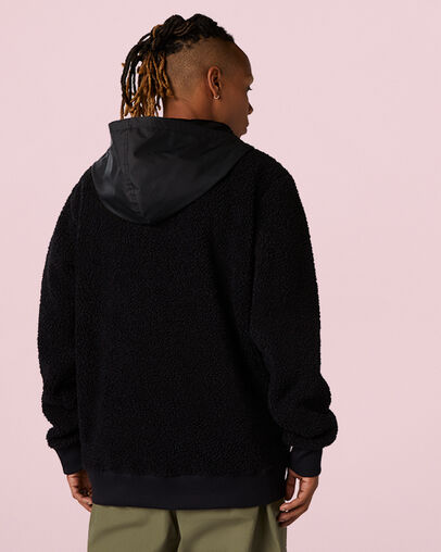 Mountain Club Sherpa Pullover Hoodie Converse Black, Back View
