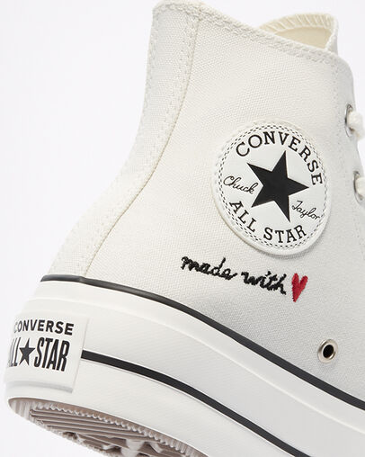 Love Thread Platform Chuck Taylor All Star Blanco vintage/Garza/Negro, Detail Angle View