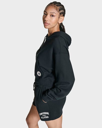 Chuck Taylor All Star Cropped Hoodie Black, Detail View