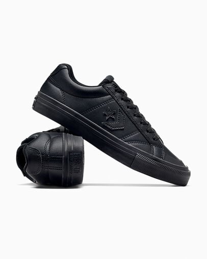 Converse Sport Casual Faux Leather Black/Black/Total Eclipse, Detail Angle View