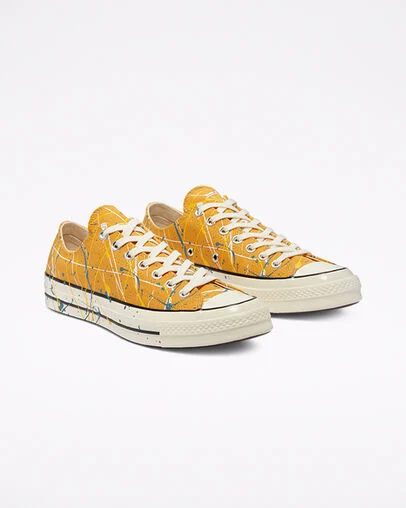 Chuck 70 Archive Paint Splatter Sunflower Gold/Egret, Angled View