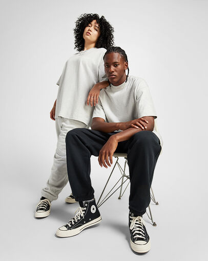 Converse Gold Standard T-Shirt Gris jaspeado claro, Back View